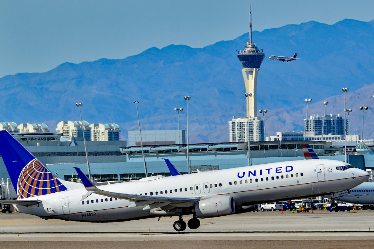 A United plane takes off from Las Vegas