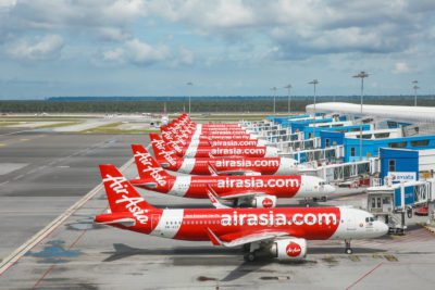 AirAsia planes at the Kuala Lumpur airport