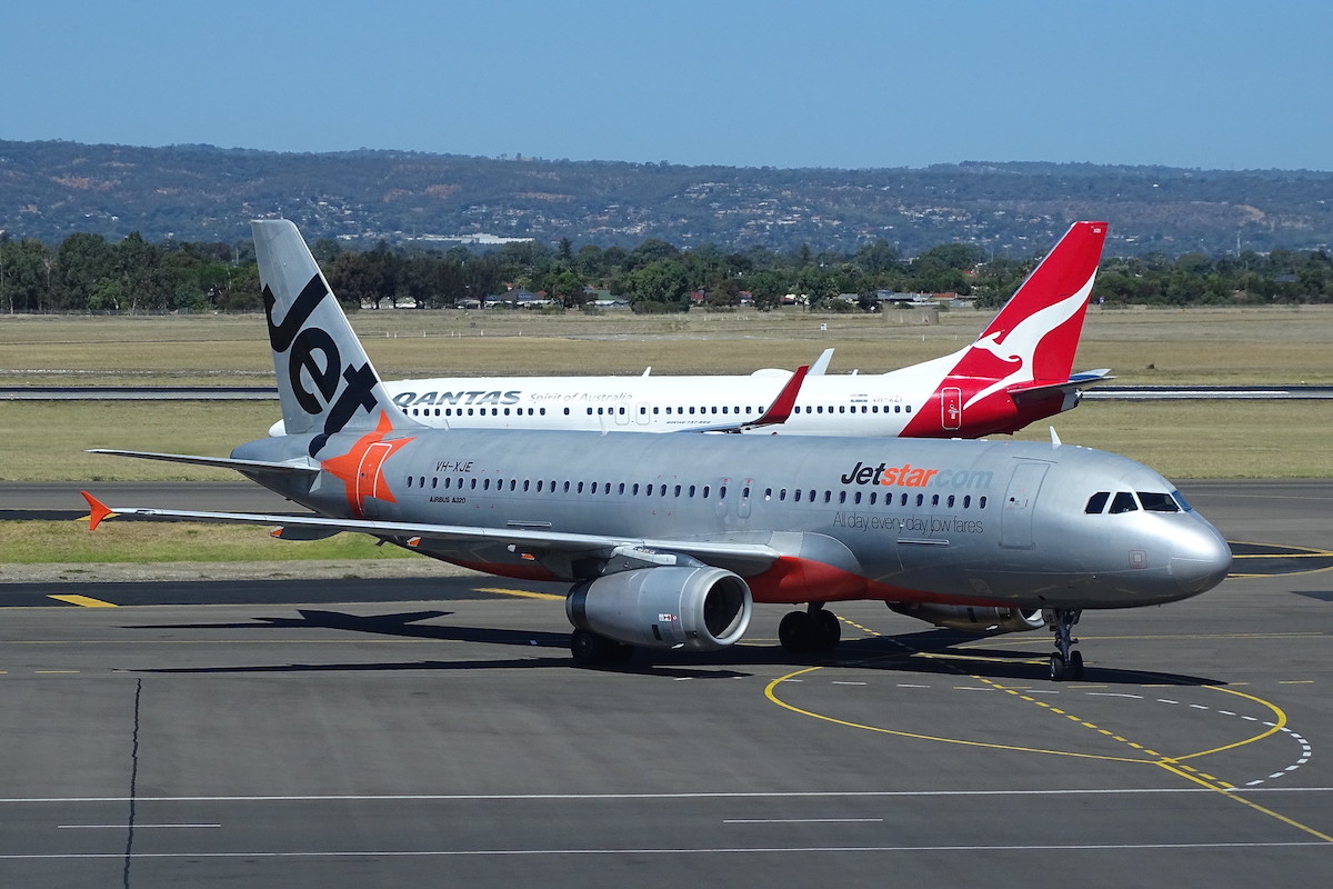 Jetstar and Qantas aircraft in Adelaide.