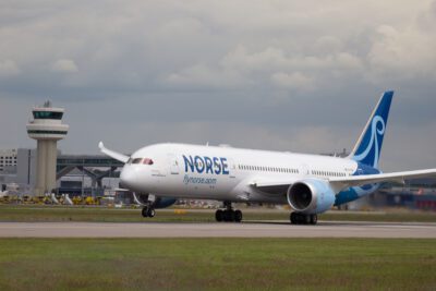 Norse Atlantic aircraft lands at London Gatwick