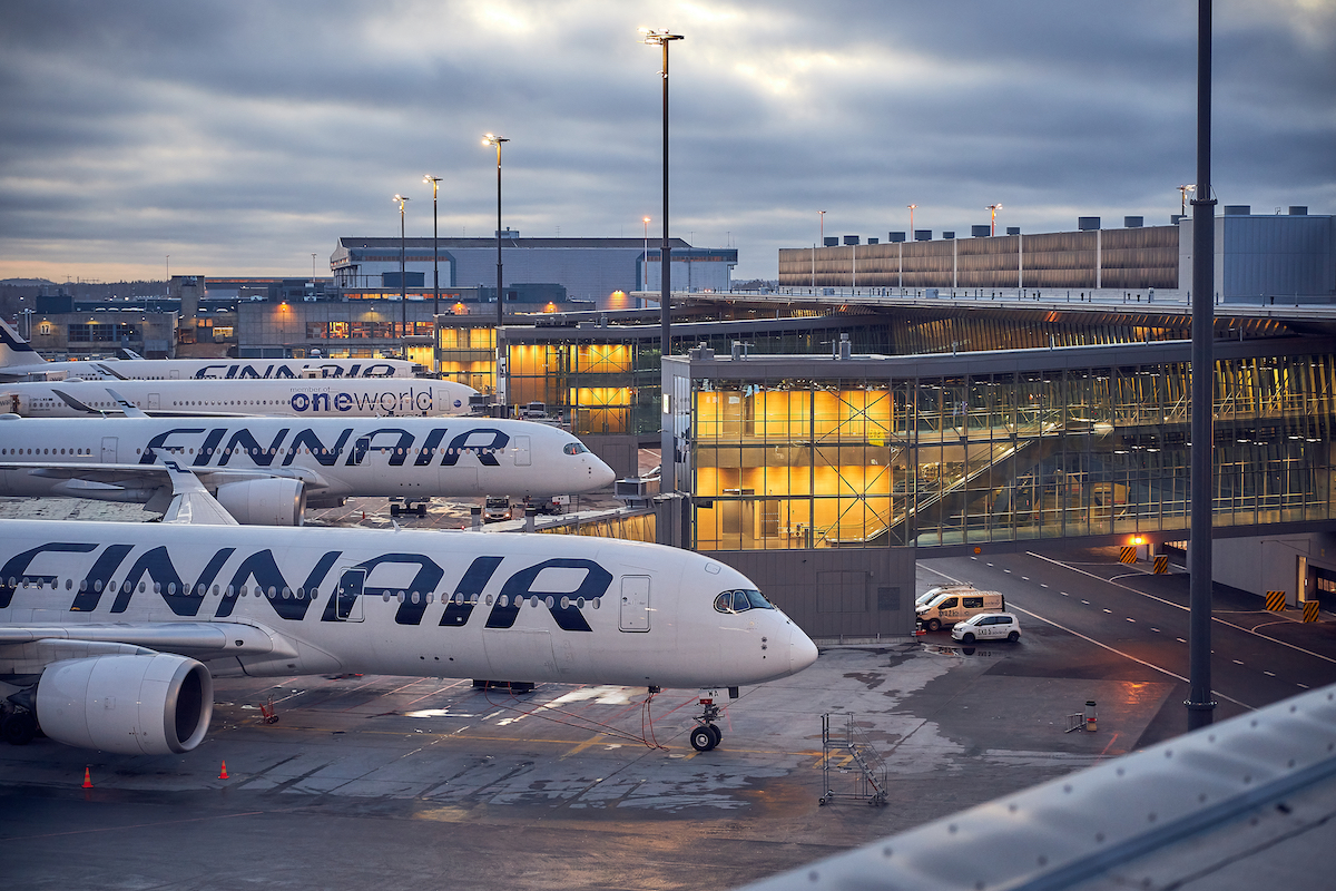 Finnair planes at the Helsinki airport