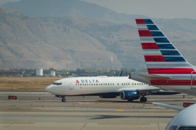 Delta and American jets in Salt Lake City